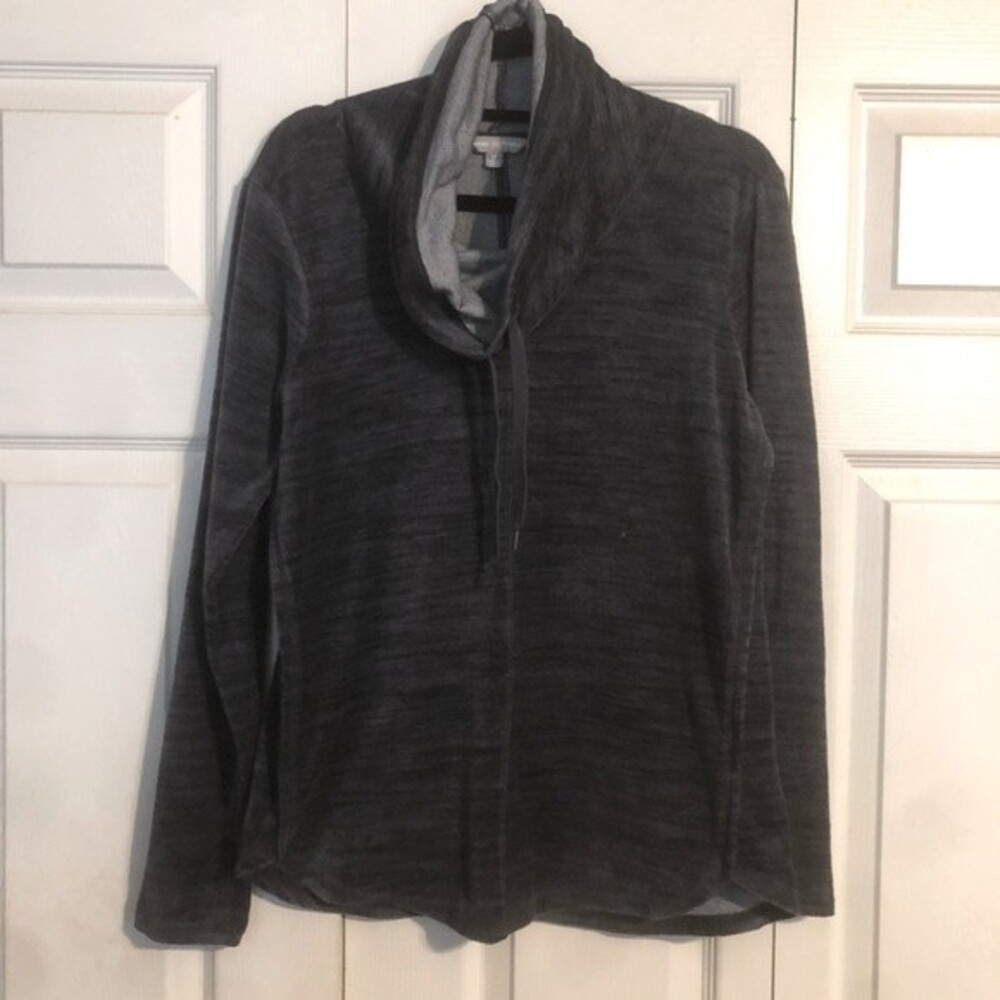 HARMONY BALANCE Medium Blue Funnel Neck Turtleneck Sweatshirt Blue Gray Pullover